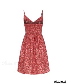 Olivia Mark - Vestido de tirantes con estampado floral - Casual Style Casual Strapped Mini Sundress, Fitted Strappy Sundress For Spring, Red V-neck Summer Sundress, Red V-neck Sundress For Summer, Casual A-line Mini Dress With Straps, Casual Cotton Sundress With Straps, Casual V-neck Sundress With Straps, Casual Red V-neck Sundress, Spring Red Dresses With Straps