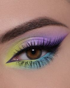 Colorful Eye Makeup Tutorial, Pastel Eyeshadow, Vibrant Makeup, Makijaż Smokey Eye, Eye Makeup Designs