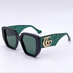 Brand: Gucci Model: Gucci Gg0956s 001 54-19-145 Condition: New Gender: Women’s Age Group: Adult Color: 001 Frame Color: Black, Green Frame Material: Acetate Lens Color: Green Lens Socket: 54 Mm Bridge Width: 19 Mm Temple Length: 145 Mm Made In Italy Item Includes: - Authentic Sunglasses - Certificate Of Authentic - Authentic Case, Bag - Cleaning Cloth We Guarantee That All Our Items Are 100% Authentic And Brand New. Luxury Green Sunglasses With Uv Protection, Gucci Green Sunglasses With Uv Protection, Luxury Green Sunglasses With Mirrored Lenses, Luxury Green Sunglasses With Square Frame, Luxury Green Sunglasses With Gradient Lenses, Luxury Green Polarized Sunglasses, Designer Green Sunglasses With Gradient Lenses, Elegant Green Gucci Sunglasses, Luxury Green Gucci Sunglasses