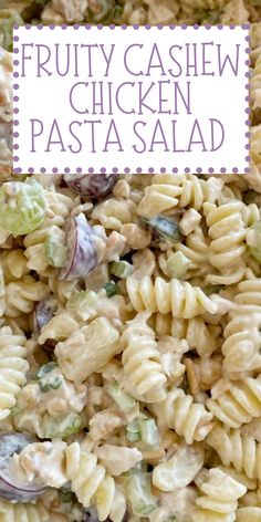 a pasta salad with chicken and vegetables in it