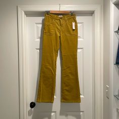 Anthropologie Mustard Yellow Curdoroy Pants, Brand Pilcro. Size 26. New With Tags. Were Just Too Short. Yellow Wide Leg Jeans For Fall, Fitted High Waist Yellow Jeans, Yellow Full Length Bottoms For Fall, Casual Yellow Mid-rise Pants, Casual Mid-rise Yellow Pants, Fitted Mid-rise Yellow Pants, Yellow Non-stretch Bottoms With Pockets, Yellow Full Length Pants With Pockets, Casual Yellow High Rise Pants