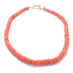 Drape around your neckline this statement piece! This mesmerizing strand has been designed with polished sterling silver and palladium with 18K yellow gold embraced accents. You will find various rondelle full-drilled cut 6-13mm dyed orange bamboo coral beads strung together on a lovely 20"L strand. Wear your favorite enhancer pendant with this strand and you are ready to shine! Unique Single Strand Round Jewelry, Unique Necklace With Sterling Silver Clasp, Unique Necklaces With Sterling Silver Clasp, Sterling Silver Rondelle Jewelry With Silver Clasp, Toggle Clasp Necklace With Round Beads, Adjustable Coral Necklace With Lobster Clasp, Coral Single Strand Jewelry As Gift, Coral Single Strand Jewelry Gift, Coral Single Strand Jewelry For Gift