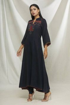 Buy Black Matka Silk Embroidered Thread Geometric Anarkali And Pant Set For Women by Ibai Online at Aza Fashions. Festive Maxi Length Kurta With Embroidered Border, Festive Maxi-length Kurta With Embroidered Border, Traditional Floor-length Kurta With Embroidered Border, Traditional Floor-length Embroidered Kurta, Traditional Handloom Maxi Kurta, Anarkali Kurta For Eid Rituals, Bohemian Ankle-length Kurta For Eid, Floor-length Embroidered Kurta, Black Anarkali Kurta With Embroidered Border