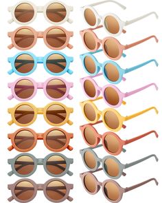 PRICES MAY VARY. Rich in quantity: there are 16 pairs of cute round sunglasses for kids, which are sufficient for kids to wear and replace in daily life; 8 Colors are provided with you, children can choose the proper color to wear according to their outfits and mood Attractive appearance: our baby sunglasses are designed in the round shape and available in classic colors, which are full of vintage feeling and easy to cater to the preference of most kids, wearing them will make children look more Sunglasses Cute, Vintage Feeling, Baby Sunglasses, Gifts For Your Sister, Face Contouring, Kids Sunglasses, Eye Wear Glasses, Retro Sunglasses, Retro Color