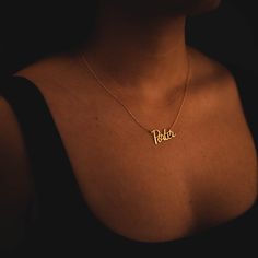 14k Solid Gold Personalized Name Necklace, Custom Name Necklace, 14k Gold Plated Name Necklace, Mother's Day Gifts, Birthday Gift For Her by JoyStarJewelry on Etsy October Gifts, Handwriting Jewelry, Beautiful Gold Necklaces, Solid Gold Necklace, Gold Name Necklace, Delicate Design, Custom Name Necklace, Summer Gift, Engraved Jewelry