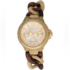 Michael Kors Watches Mini Camille Glitz Watch (Gold/Tortoise) Michael Kors Watches, Tortoise Color, Michael Kors Accessories, Michael Kors Watch, Gold Watch, Accessories Watches, Tortoise, Michael Kors, Women Accessories