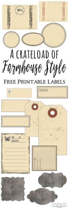 farm house style printable labels and envelopes with the words, free printable labels