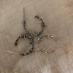 Tiny 3/4 inch barbed wire open hoop earrings with backs - custom made - pair or single hoops - Men o Barbed Wire Hoop Earrings, Barbed Wire Earrings Diy, Wire Wrapped Hoop Earrings, Wire Jewelry For Men, Diy Hoop Earrings, Barbed Wire Earrings, Wire Projects, Wire Hoop Earrings, Wrapped Rings