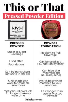 Ok so this is the difference between pressed powder and powder foundation. Thank you! Makeup Basics, Basic Makeup, Pressed Powder