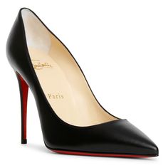 Black leather pumps from Christian Louboutin. The Kate pumps have a 100mm heel and a pointed toe. Loubiton Heels, Louboutin Kate 100, So Kate Louboutin, Christian Louboutin Kate 100, Louboutin Kate, Christian Louboutin Kate, Fashion Nova Shoes, Beautiful High Heels, Black Leather Pumps