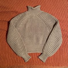 Size: Xs Brand New With Tags! Never Been Worn. Dead Stock! No Longer Sold In This Color In Stores/Online. Material: 50% Recycled Polyester, 45% Acrylic, 5% Wool Thick, Warm Material Mock Neck Fitted Chunky Knit Turtleneck Top, Beige Fitted Cropped Sweater Casual, Beige Chunky Knit Turtleneck Top, Beige Fitted Knit Cropped Sweater, Fitted Beige Knit Cropped Sweater, H&m Casual Chunky Knit Sweater, Trendy Chunky Knit Beige Tops, Casual H&m Chunky Knit Sweater, Trendy Beige Chunky Knit Top