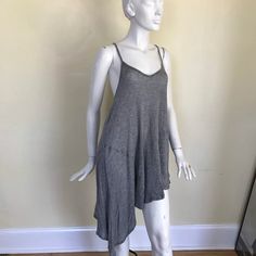 Sexy, Lightweight, Grey Top! Could Be Worn As A Dress, Too. Asymmetrical Hem, Racing Tank Back With Adjustable Straps. Never Worn. Casual Gray Dress With Asymmetrical Hem, Summer Stretch Asymmetrical Dress, Stretch Asymmetrical Dress For Summer, Flowy Asymmetrical Hem Mini Dress For Beach, Summer Night Out Dress With Handkerchief Hem, Summer Night Out Handkerchief Hem Dress, Casual Asymmetrical Mini Dress For Night Out, Summer Dresses For Night Out With Handkerchief Hem, Casual Asymmetrical Dress For Night Out