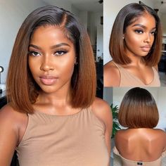 Glueless Bob Wig, Weave Bobs For Black Women, Weaves Hair Styles, Short Wig Hairstyles, Bob Wigs For Black Women, Natural Hair Bob, Human Hair Bob Wigs, Bob Human Hair Wigs, Kort Bob