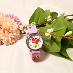 Butterfly Watch For Little Girls. Band Has Butterfly Designs On It. Adjustable Strap. Good Choice So Your Child Could Learn Time And Fashionble Cute. Casual Pink Watch For Gift, Accessories Butterfly, Butterfly Watch, Butterfly Designs, Brand Accessories, Butterfly Design, No Brand, Kids Accessories, Color Purple