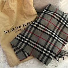 Burberry Scarf 8/10 Condition Grey, Red, Black Comes With Dust Bag Comes From A Smoke Free Home (No Returns) Burberry Scarf Aesthetic, Scarf Burberry, Burberry Scarf, Black Scarf, Black Gray, Burberry, Winter Fashion, Black And Grey, Dust Bag