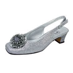 PEERAGE Belle Women's Wide Width Leather Dress Pumps – FazPaz Wide Width Shoes Silver Shoes Low Heel, Beaded Bow, Wide Width Shoes, Low Heel Shoes, Wide Shoes, Slingback Shoes, Silver Shoes, Pump Dress, Slingback Pump