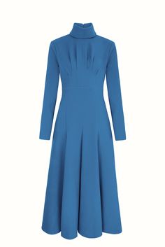 Oakley Dress In Indigo Double Crepe | Emilia Wickstead Blue Wedding Guest Dresses, Coat Dresses, Elegant Evening Dresses, Emilia Wickstead, Tailored Coat, Pre Fall Collection, Kate Middleton Style, Dress Home, Evening Dresses Elegant