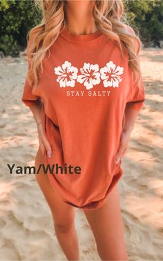 The ultimate Hibiscus Beach Shirt, get ready for Summer or Beachy Vacation with this cute Hibiscus Shirt! This Preppy Comfort Colors® Tshirt is super comfy! Size up for a Trendy Oversized Look!  Beachy Shirts, Coconut Girl, Hawaii Shirt Beachy Shirts, Hibiscus Shirt, Cute Summer Shirts, Beachy Outfits, Hawaii Outfits, Beach Tee, Summer Graphic Tee, Comfort Colors Tshirt, Tshirt Fashion