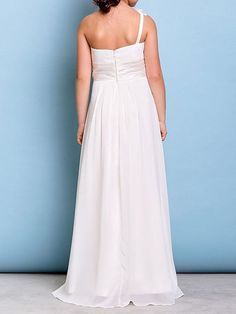 Silhouette A-Line Neckline Strapless Hemline/Train Floor-Length Back Details Zipper Fabric Chiffon Embellishment Flowers Sleeve Length Sleeveless Fully Lined Yes Season Spring, Summer, Fall, Winter Weight 1.5kg Summer Strapless Gown For Banquet, One-shoulder Gown For Summer Prom, One Shoulder Gown For Summer Prom, One Shoulder Summer Prom Gown, Summer Party Gown With Ruched Bodice, White Chiffon Banquet Dress, Spring Chiffon Bridesmaid Dress For Banquet, White Floor-length One Shoulder Wedding Dress, White One Shoulder Floor-length Wedding Dress