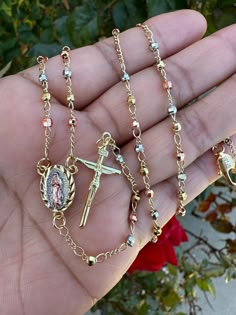 20" Rosary Necklace Gold Plated  Tarnish Free Cheap Elegant Rosary As A Gift, Virgin Maria, Gold Rosary Necklace, Body Jewelry Diy, Personalized Rosary, Rosary Jewelry, Gold Rosary, Rosary Necklace, Jewelry Accessories Ideas