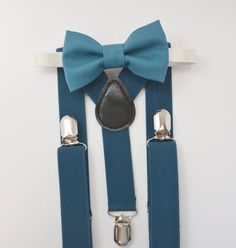 Suspenders SET 8months- Adult  Kids Mens Baby Boys DARK Teal Blue Suspenders & Dark Teal Blue bow tie Wedding Groom Page Boy SET Elegant Suspenders For Party Suit Accessories, Elegant Adjustable Belts And Suspenders For Black Tie, Elegant Party Belt With Bow, Dapper Suspenders For Wedding, Dapper Wedding Suspenders, Bow Tie And Suspenders Set For Father's Day Party, Dapper Suspenders For Party, Blue Bow Tie For Party Or Father's Day, Blue Dapper Suit And Tie Accessories For Party