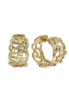 Effy D'Oro 14K Yellow Gold Diamond Filigree Earrings, 0.21 TCW Filigree Earrings, Effy Jewelry, Yellow Stone, Earrings Women, Diamond Hoop Earrings, Lovely Jewellery, Jewelry Pieces, Gold Diamond, Gold Metal