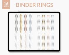 the binder rings are shown in different colors and sizes