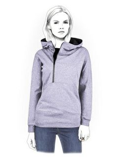 a drawing of a woman wearing a hoodie