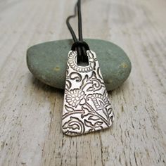 Silver PMC Pendant Necklace Rivet Jewelry Pendants, Sterling Silver Pendant Jewelry With Patina, Pmc Jewelry Metal Clay Silver Pendants, Silver Pendant Necklace With Patina, Pmc Clay, Metal Clay Pendant, Pmc Jewelry, Art Clay Silver, Precious Metal Clay Jewelry