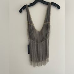 Like A Cami/Tank Chain Clips On Sides Chic Gold Tank Top For Night Out, Silver Chain Necklace For Summer Parties, Evening Gold Chain Link Necklace, Glamorous Gold Chain Necklace For Party, Sleeveless Fringe Tank Top For Party, Sleeveless Party Tank Top With Fringe, Party Fringe Sleeveless Tank Top, Elegant Silver Sleeveless Tank Top, Party Fringe Tank Top