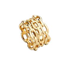 Triple chain link ring. Available in gold vermeil, rose vermeil and sterling silver. Sizes 4-8. Ring is custom and can take up to 4 weeks to ship. #jenniferzeuner #sterlingsilver #goldvermeil #rosevermeil #jewelry #finejewelry #14kgold #gold #sterlingsilver #necklaces #bracelets #earrings #exclusive #rosegold #yellowgold #anklets #personalizedjewelry #rings #monogram #monogrammed #engraved #engravedjewelry #engravedring Chain Ring Gold, Gold Statement Ring, Gold Rings Jewelry, Jewelry Accessories Ideas, Linking Rings, Gold Ring Stack, Chain Links, Engraved Jewelry, Chain Ring