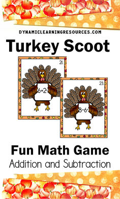 turkey scoot math game Doubles Math, Thanksgiving Math Games, Turkey Math, November Activities, Thanksgiving Math