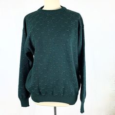 "Fantastic vintage Woodstock by Bernard merion wool pullover sweater in size large. Forest green yarn is sprinkled with others colors like beige, bright blue, turquoise and red so pair this withalmost anything from jeans to ski pants. Thick knit wool would keep you toasty on the slopes or by the fire.  Size large Chest: 48\" Around the hem: 34\" Length: 28\" Sleeves: 24.5\" Excellent condition no issues. A weighty wool sweater that would be a great Christmas present. Sale supports Vermont's Pupp Green Wool Sweater With Textured Knit, Green Wool Textured Knit Sweater, Green Textured Wool Sweater, Vintage Quarter Zip, Green Yarn, Ski Sweater, Wool Pullover, Merino Wool Cardigan, Quarter Zip Sweater