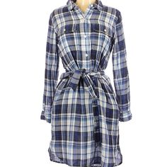 Brand New! Gap Blue Plaid Shirt Dress Blue Long Sleeve Shirt Dress For Daywear, Gap Cotton Dress For Work, Light Blue Collared Shirt Dress Casual, Casual Blue Long Sleeve Dress, Blue Short Sleeve Shirt Dress For Fall, Blue Long Sleeve Shirt Dress For Fall, Long Sleeve Blue Shirt Dress For Fall, Light Blue Casual Shirt Dress For Daywear, Casual Blue Shirt Dress For Day Out