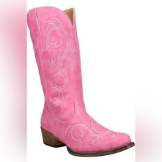 Roper Riley Faux Leather Western Boots Women's Size Us 7.5 Pink. New With Tag. Roper Women Riley Round Toe Casual Boots Mid Calf Low Heel. For Authentic, Classic, Western Apparel At An Affordable Price, Roper Is The Brand To Trust. This Item Features Faux Leather Materials, Western Embroidery, And 1.5in Heel. Made From Premium Quality Materials, These Stylish Boots Will Add A Polished Look To Your Western Wardrobe. Faux Leather Materials 12in Shaft Western Embroidery 1.5in Heel Snip Toe Tpr Outs Western Wardrobe, Western Embroidery, Boots Mid Calf, Pink Cowboy, Western Apparel, Leather Western Boots, Western Boots Women, Stylish Boots, The Ranch