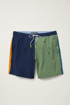 Riviera Recycled Swim Trunks | Bonobos Sporty Green Shorts With Functional Pockets, Green Athletic Shorts With Pockets For Training, Green Training Bottoms With Pockets, Green Functional Shorts With Side Pockets, Sports Color Block Green Bottoms, Multicolor Sports Shorts With Pockets, Green Nylon Shorts With Functional Drawstring, Sporty Nylon Swim Trunks With Side Pockets, Navy Sporty Shorts With Side Pockets