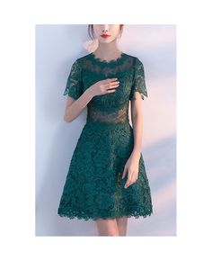 Get 10% off now! Buy green lace short party dress with sheer lace sleeves at cheap price online. Free stable shipping and pro custom service since 2009. Spring Party Dark Green Mini Dress, Elegant Dark Green Mini Dress, Mini Dress With Lace Sleeves And Short Sleeve, Green Mini Dress For Wedding Party Season, Short Sleeve Dress With Lace Top For Party, Green Short Sleeve Lace Dress For Party, Elegant Green Dress With Lace Patchwork, Knee-length Lace Mini Dress With Lace Sleeves, Green Lace Patchwork Evening Dress