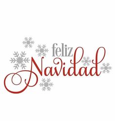 the word feliz naviddad written in spanish with snowflakes on it