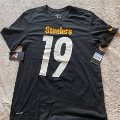 Size M, Steelers Jersey Shirt Nike Black T-shirt For Game Day, Nike Black Tops For Game Day, Nike Black Top For Game Day, Nike Black Fan Apparel T-shirt, Nike Black Fan Apparel Tops, Nike Black Tops Fan Apparel, Black Nike Fan Apparel Tops, Nike Black Tops For Fans, Nike Black Shirt With Letter Print