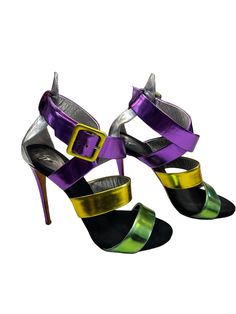 Brand: GIUSEPPE ZANOTTI Style: SANDALS HEELS STILETTO Color: MULTI Size: 9.5 Other Info: AS IS SKU: 311-31111-74455 CONDITION: GENTLY USED Multicolor Open Heel Heels With Buckle Closure, Multicolor Ankle Strap Heels With Buckle Closure, Multicolor Ankle Strap Sandals For Formal Occasions, Purple Party Sandals With Buckle Closure, Multicolor Ankle Strap Sandals For Evening, Colored Sandals, Giuseppe Zanotti, Sandals Heels, Sandals