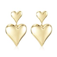 PRICES MAY VARY. Size and weight: 1.38x0.96" (35x24.4mm); 0.63oz (18g) /pair. Refer to the SIZE picture for more details. Materials: 14K gold plated brass, 925 sterling silver posts. Nickel-free, lead-free. Our dangle heart earrings are crafted with fine materials and delicate polishing techniques, ensuring a brilliant, long-lasting luster that resists fading over time. Design: Our heart earrings for women dangling feature delicate hollowing and polishing techniques. The front of these earrings gleams with a mirror-like, dazzling bling-bling effect, radiating a captivating sparkle. The back of the large love heart reveals several cute hollowed-out small hearts, showcasing a charming and ingenious design. The heart-dangly earrings are packaged in a beautiful gift box with a floating display Dangly Heart Earrings, Trendy Heart Dangle Earrings For Wedding, Trendy Dangle Heart Earrings For Wedding, Valentine's Day Double Heart Metal Earrings, Trendy Heart Drop Earrings For Wedding, Trendy Wedding Heart Drop Earrings, Double Heart Earrings For Valentine's Day, Valentine's Day Double Heart Earrings, Valentine's Day Heart Drop Earrings