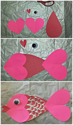 paper plate fish with hearts cut out of it