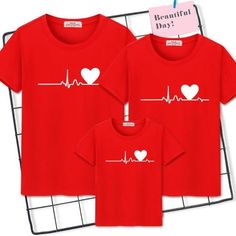 Heart Beat Family Matching Outfit Mommy And Daughter, Mom And Me, Family Look, Blue Black Color, Matching Outfit, School Bags For Girls, Heart Beat, Home T Shirts, Matching Family Outfits