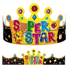 a crown with the words super star on it and an image of a cat wearing a crown