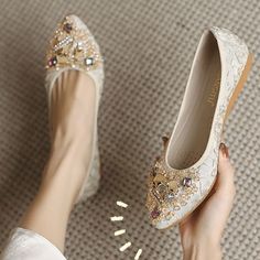 Category:Flats; Upper Materials:Satin; Embellishment:Rhinestone,Flower; Season:Summer; Heel Type:Flat Heel; Gender:Women's; Type:Wedding Flats,Bridesmaid Shoes; Style:Comfort,Elegant; Heel Height(inch):<1; Outsole Materials:Rubber,TPR (Thermoplastic Rubber); Occasion:Daily,Wedding; Closure Type:Loafer; Pattern:Solid Color; Listing Date:12/14/2022; 2024 Trends:Dress Shoes,Sparkling Shoes,Bling Bling,Ladies Shoes Valentines Gifts; Foot Length:; Foot Width:; SizeChart1_ID:2:179956; Size chart date Bling Bling Dress, Bridesmaid Shoes Flat, Sparkling Shoes, Bling Dress, Shein Shoes, Flower Flat, Sparkle Shoes, Flats Online, Wedding Flats