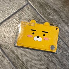 Kakao Ryan Official Merchandise Wallet Card Holder Never Used Or Opened Has Two Card Slots Keychain Yellow Card Holder With Card Slots As Gift, Yellow Rectangular Card Holder Gift, Kakao Ryan, Friends Card, Wallet Keychain, Kakao Friends, Keychain Wallet, Wallet Card, Cards For Friends