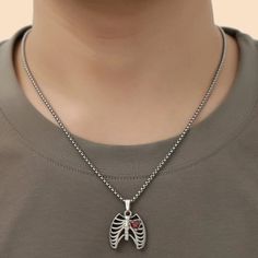 This Unique Piece Is A Wonderful Addition To Your Wardrobe And Your Style; Sure To Get Lots Of Compliments! Great For Halloween Or Anytime! Gsunm350600hdnt Mens Accessories Jewelry, Rib Cage, Heart Necklace, Your Style, Unique Pieces, Mens Accessories, Man Shop, Wonder, Wardrobe