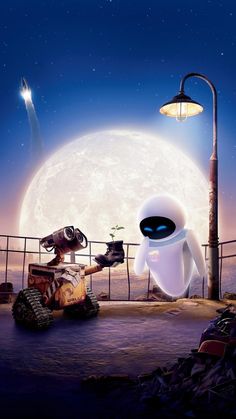 an image of a robot that is looking at the moon