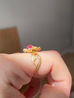 18K Goldfish Ring Size 5 Personal Collection Release RTS - Etsy 22k Yellow Gold Ruby Ring For Anniversary, Unique 14k Yellow Gold Ruby Ring, Exquisite 14k Gold Ruby Ring, Unique Gold Ruby Rings, Gold Ruby Rings With Diamond Cut, Unique Yellow Gold Ruby Promise Ring, Elegant 22k Gold Ruby Ring Gift, Elegant 22k Gold Ruby Ring, Exquisite Gold Ruby Ring With Prong Setting