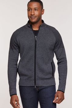 Trek to the corner market—or across the trailside creek—in comfort with the Louis cardigan, a full-zip sweater made of thermo-regulating natural fibers. Crafted from wool and cotton, this lustrous layering piece is warm yet breathable, making it the perfect companion on outdoor excursions. A two-way zipper offers easy on/off wear, while two side pockets keep chilly hands out of the wind. Gentle contrast panels and a mock neck finish this sporty yet sophisticated design. Snug Fit Winter Outerwear For Layering, Snug Winter Outerwear For Layering, Snug Long Sleeve Outerwear For Layering, Half-zip Fall Outdoor Sweater, Half-zip Fall Sweater For Outdoor, Fall Outdoor Merino Wool Outerwear, Knit Long Sleeve Outerwear For Outdoor, Wool Half-zip Outerwear For Winter, Casual Knit Outerwear For Outdoor